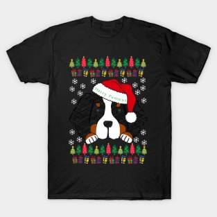 Cute Bernese Mt Dog Santa Ugly Christmas Sweater T-Shirt